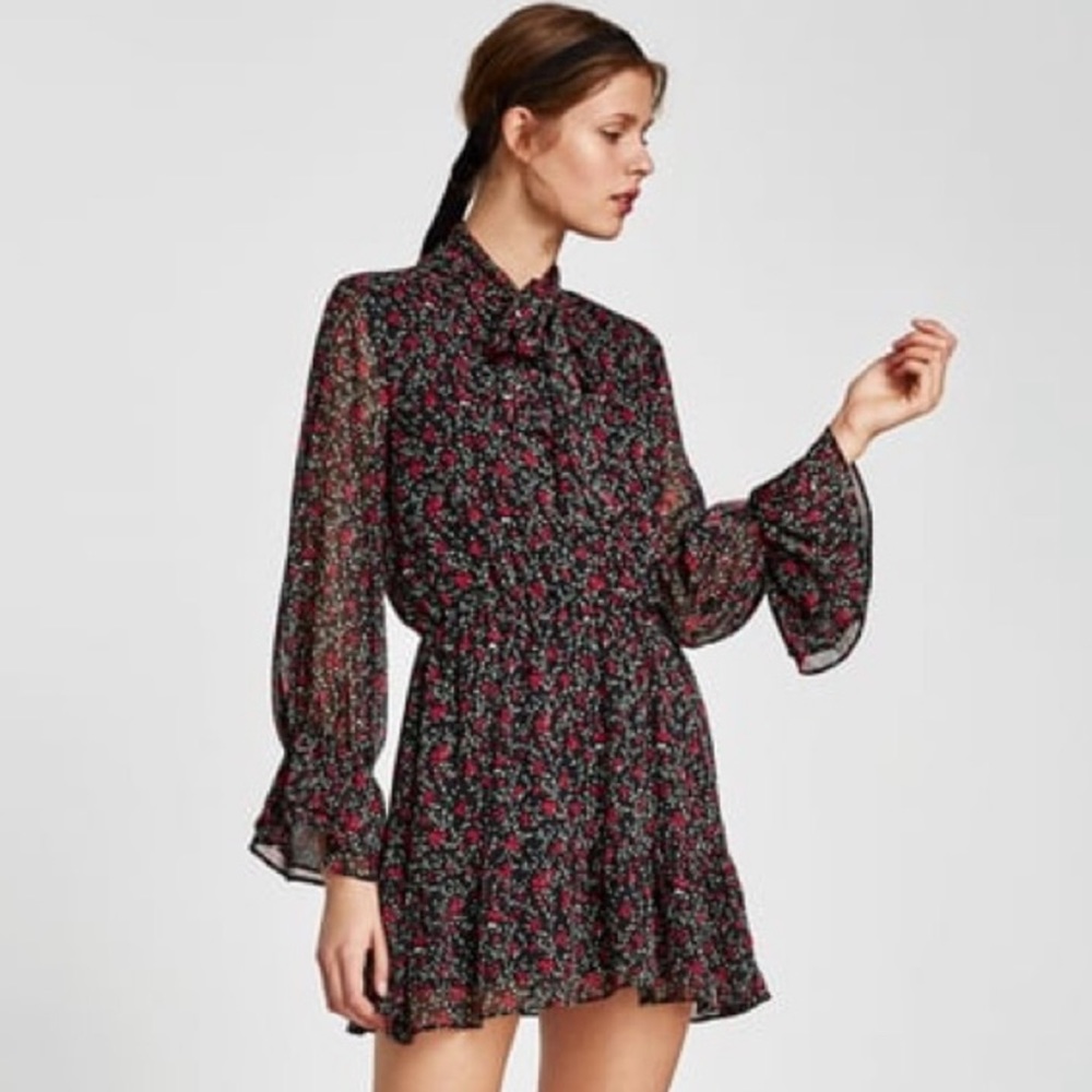 NWOT | Zara | Floral Ruffle Dress | Size XS